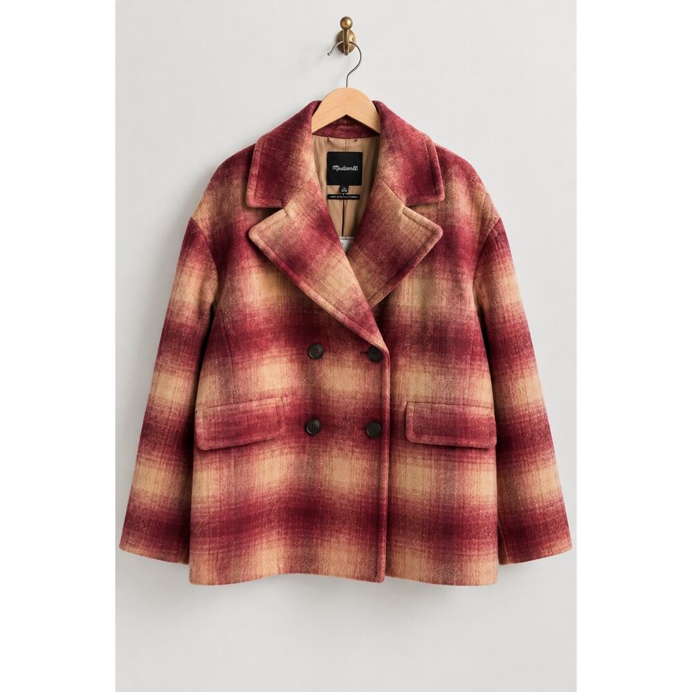 Madewell Brushed Double-Breasted Short Coat in Dorinda Plaid Wool Alpaca NWT - Picture 2 of 10
